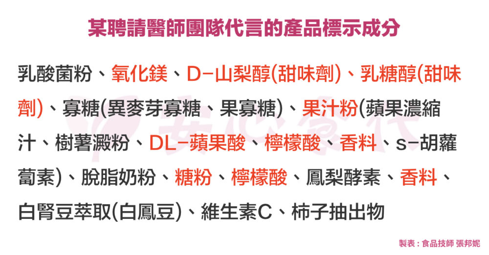 益生菌成分充滿香料甜味劑果汁粉糖粉